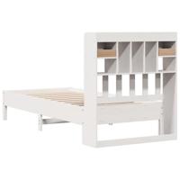 Bed met boekenkast zonder matras grenenhout wit 90x190 cm - thumbnail