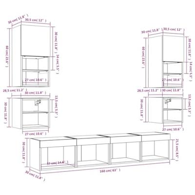 8-delige Tv-wandmeubelset met LED bewerkt hout sonoma eiken