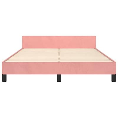 Bedframe met hoofdeinde fluweel roze 140x200 cm