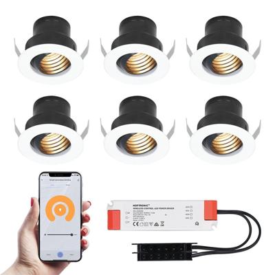 Set van 6 Medina Smart LED Mini Inbouwspots - Veranda spots - 12V 3W 150lm - Dimbaar - Kantelbaar - Wifi & Bluetooth - 2700K - IP44 - Wit