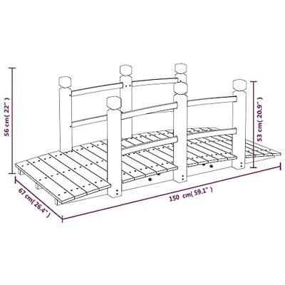 VidaXL Tuinbrug met leuningen 150x67x56 cm massief vurenhout