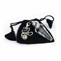 Pendel Edelsteen Bergkristal Facet met Sierkraal - thumbnail