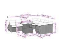 10-delige Loungeset met kussens poly rattan beige - thumbnail