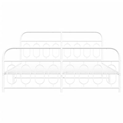 Bedframe met hoofd- en voeteneinde metaal wit 183x213 cm Bedframe met hoofd- en voeteneinde metaal wit 183x213 cm