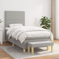Boxspring met matras stof lichtgrijs 90x200 cm - thumbnail