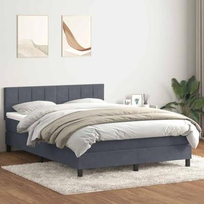 Boxspring met matras en LED fluweel donkergrijs 140x210 cm