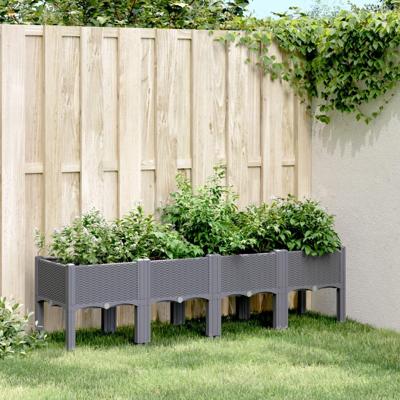 VidaXL Plantenbak met poten 160x40x42 cm polypropeen blauwgrijs