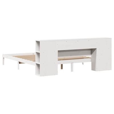 Bed met boekenkast zonder matras grenenhout wit 200x200 cm