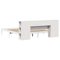 Bed met boekenkast zonder matras grenenhout wit 200x200 cm - thumbnail