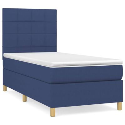 Boxspring met matras stof blauw 90x190 cm