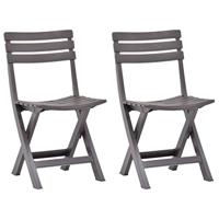 VidaXL Opklapbare stoelen, 2 stuks, plastic, mokkakleur - thumbnail