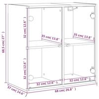 Wandkast met glazen deuren 68x37x68,5 cm betongrijs - thumbnail