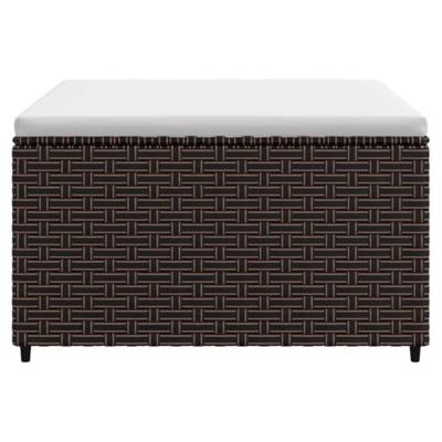 Voetensteun met kussen poly rattan bruin - thumbnail