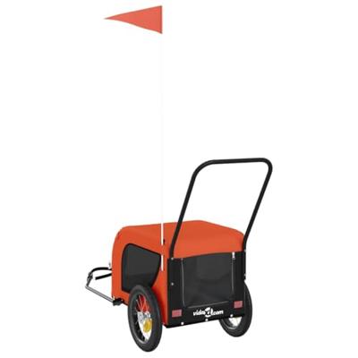 Hondenfietstrailer oxford stof en ijzer oranje en zwart - thumbnail