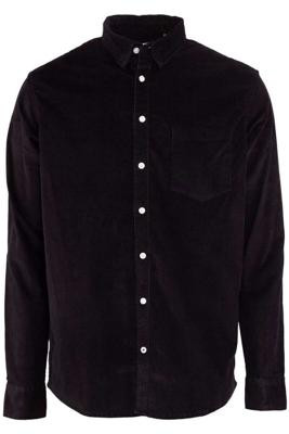 Kronstadt Heren Overhemd Johan Zwart Corduroy Rib Regular Fit