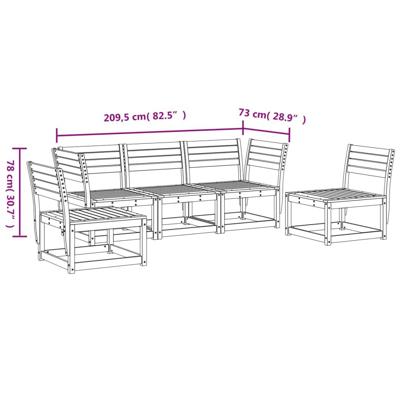 5-delige Loungeset massief grenenhout wasbruin