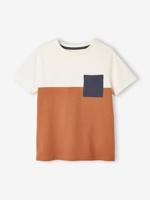 Colorblock jongensshirt met korte mouwen oranje - thumbnail