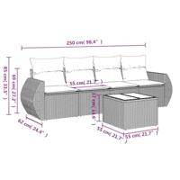 5-delige Loungeset met kussens poly rattan bruin - thumbnail