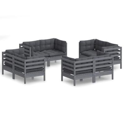 8-delige Loungeset met antracietkleurige kussens grenenhout