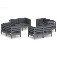 8-delige Loungeset met antracietkleurige kussens grenenhout - thumbnail