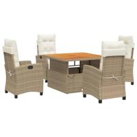 5-delige Tuinset met kussens poly rattan beige - thumbnail