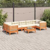 8-delige Loungeset met kussens massief grenenhout wasbruin - thumbnail