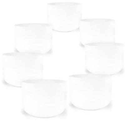 Kristallen klankschalen Wit Chakra Set 7 432 Hz + tas - 25-30 - Kristal - Wit - S