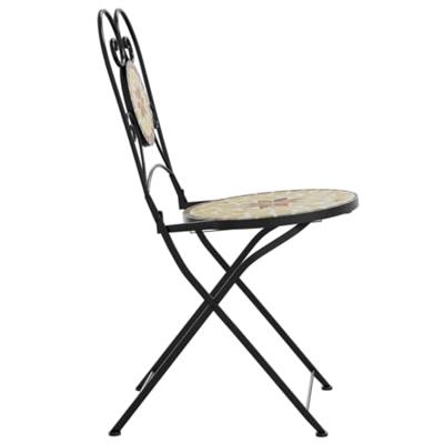 Bistrostoelen 2 st inklapbaar keramiek terracottakleurig en wit - thumbnail