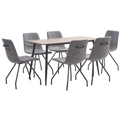 vidaXL 7-delige Eethoek kunstleer donkergrijs vidaXL 7-delige Eethoek kunstleer donkergrijs