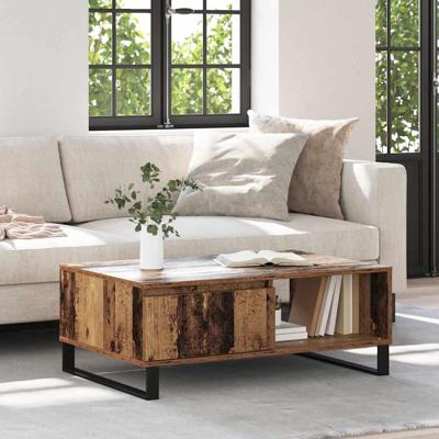 Salontafel met lade Oud hout 90 x 60 x 35 cm Bewerkt hout