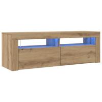 Tv-meubel met LED 120x35x40 cm bewerkt hout artisanaal eiken - thumbnail
