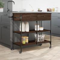 Keukentrolley 105x42x95 cm bewerkt hout bruin eikenkleurig - thumbnail