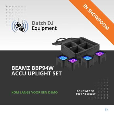 Beamz 4x BBP94W accu LED Uplights met tas