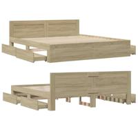 Bedframe met hoofdeinde bewerkt hout sonoma eiken 200x200 cm - thumbnail