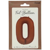 Folieballon Cijfer 0 Bruin Mat (86cm) - thumbnail