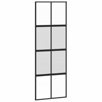 Schuifdeur met beslagset 76x205 cm gehard glas zwart - thumbnail