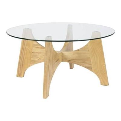 Zuiver Ronde Salontafel 'Kobe' Essenhout en glas, 80cm