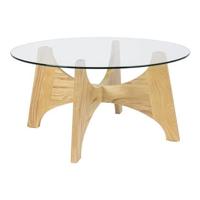 Zuiver Ronde Salontafel 'Kobe' Essenhout en glas, 80cm - thumbnail