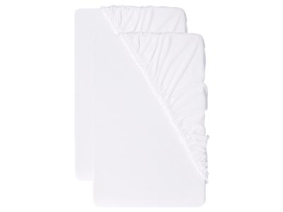 LIVARNO Set van 2 jersey hoeslakens 90-100 x 200 cm (Wit)