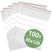 Hersluitbare zak met etiketstrook (b x h) 80 mm x 120 mm Transparant Polyethyleen 100 stuk(s) - thumbnail