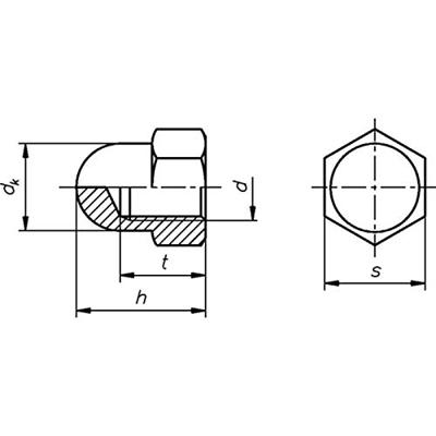 Dresselhaus dopmoer cap nuts, high form m8
