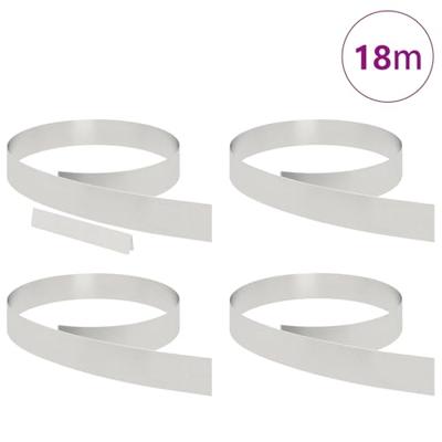 VidaXL Tuinrand 4 pcs zilver 450 x 0.05 x 15 cm roestvrij staal VidaXL Tuinrand 4 pcs zilver 450 x 0.05 x 15 cm roestvrij staal