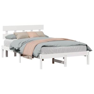 Bedframe met hoofdeinde Wit 120 x 190 cm Massief grenenhout