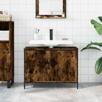 Badkamerkast 80x30x60 cm bewerkt hout gerookt eikenkleurig - thumbnail