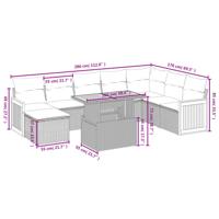 9-delige Loungeset met kussens poly rattan zwart - thumbnail