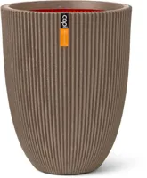 Capi nature groove nl elegant laag vaas 34x46 cm warme taupe - thumbnail