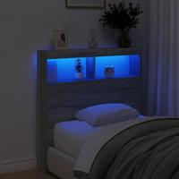 Hoofdbordkast met LED-verlichting 100x17x102 cm grijs sonoma - thumbnail