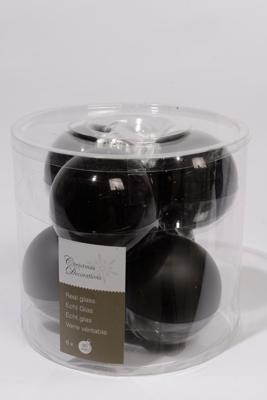 6 kerstballen zwart glans-mat 80 mm KSD - Ksd 6 kerstballen zwart glans-mat 80 mm KSD - Ksd