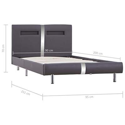 Bedframe met LED kunstleer grijs 90x200 cm Bedframe met LED kunstleer grijs 90x200 cm