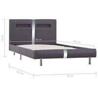 Bedframe met LED kunstleer grijs 90x200 cm - thumbnail